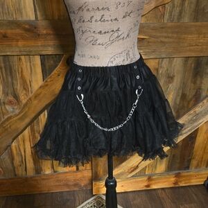 Tripp NYC Black Mini Skirt with Chain Accent